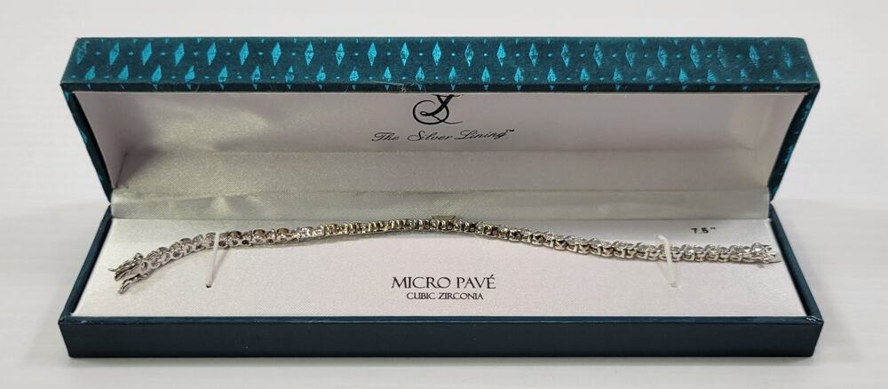 *L3) The Silver Lining Micro Pavé Cubic Zirconia Bracelet IBB CN 7.5"